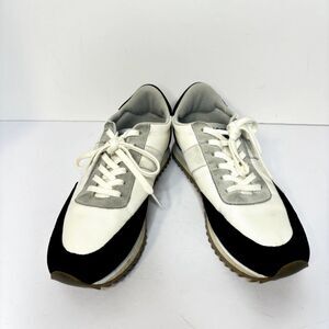 J.Crew Runner Canvas Suede Sneakers White Black Gray Mens 7M